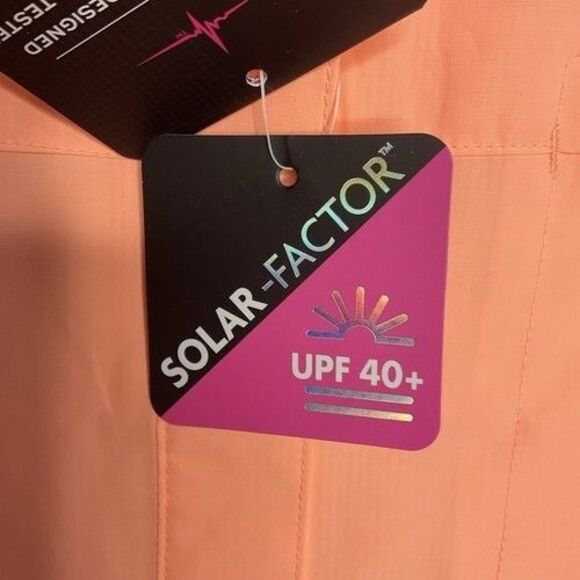 NWT Habit UPF40+ Vented Short Sleeve Button Up Shirt Women Size 2XL Peach Orange - Picture 7 of 12